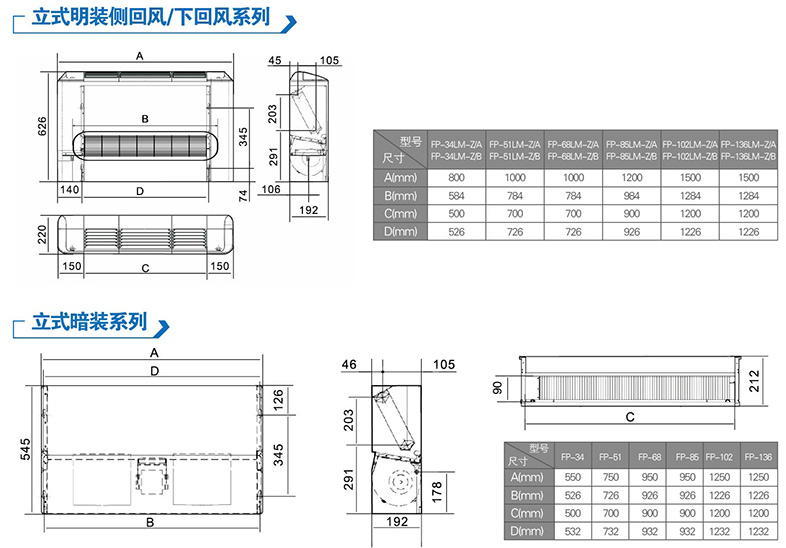 立式明裝風機盤管參數